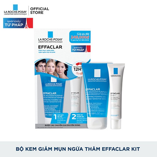 Bộ sản phẩm giảm mụn ngừa thâm siêu hiệu quả trong 12h La Roche-Posay Effaclar Kit | BigBuy360 - bigbuy360.vn