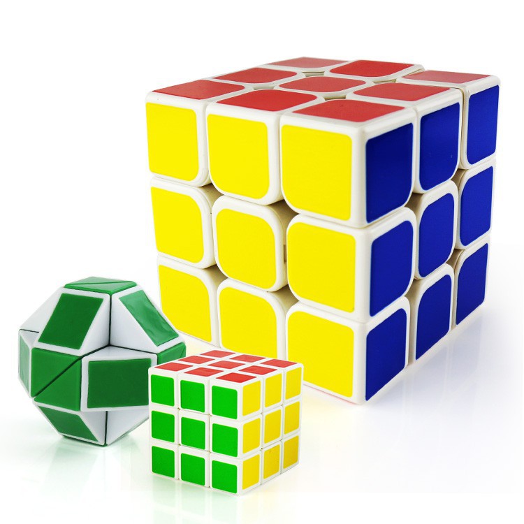 ( Vĩ 3 món ) Đồ chơi Rubik 3x3x3 Cao Cấp , tặng kèm Rubik Snake và Rubik 3x3x3 mini