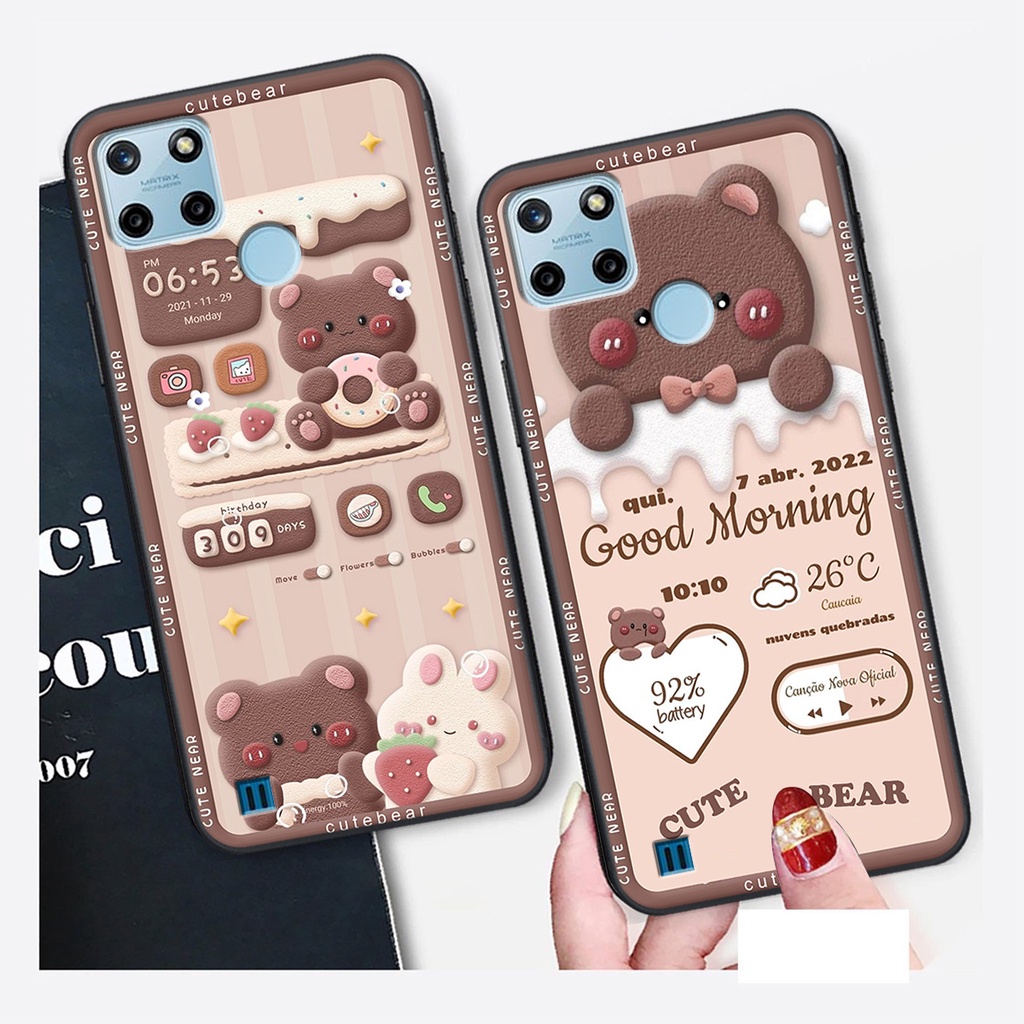 Ốp lưng Realme C25Y in hình Gấu nâu - hồng, Gấu Be@rick  cực CUTE, DỄ THƯƠNG