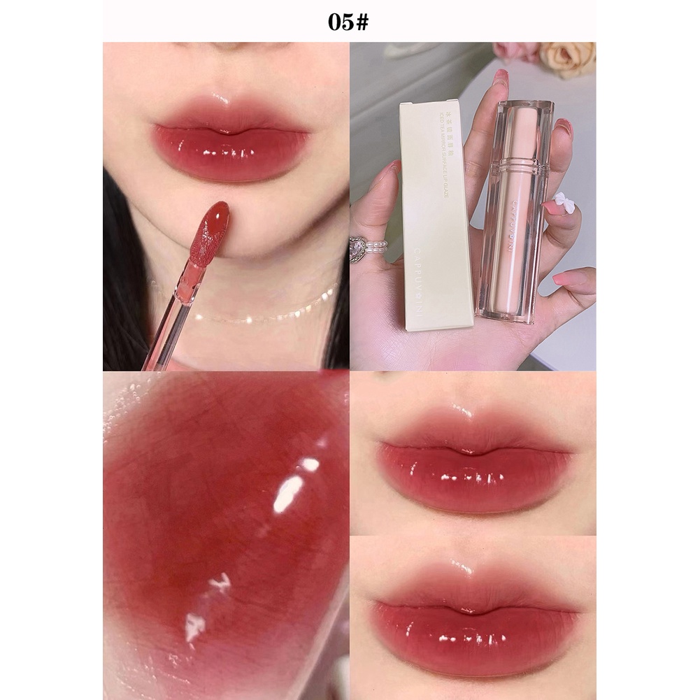 Son bóng gương JULYSTAR Iced Tea Fruity ống thủy tinh ống trong suốt trang điểm lâu trôi