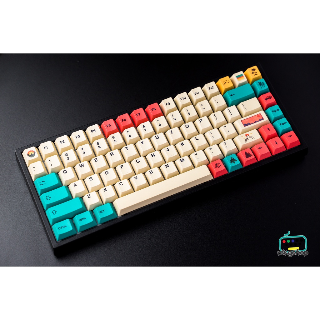 Keycap 80s Wild Life PBT 136 nút bàn phím cơ in nhiệt màu đẹp, cherry profile