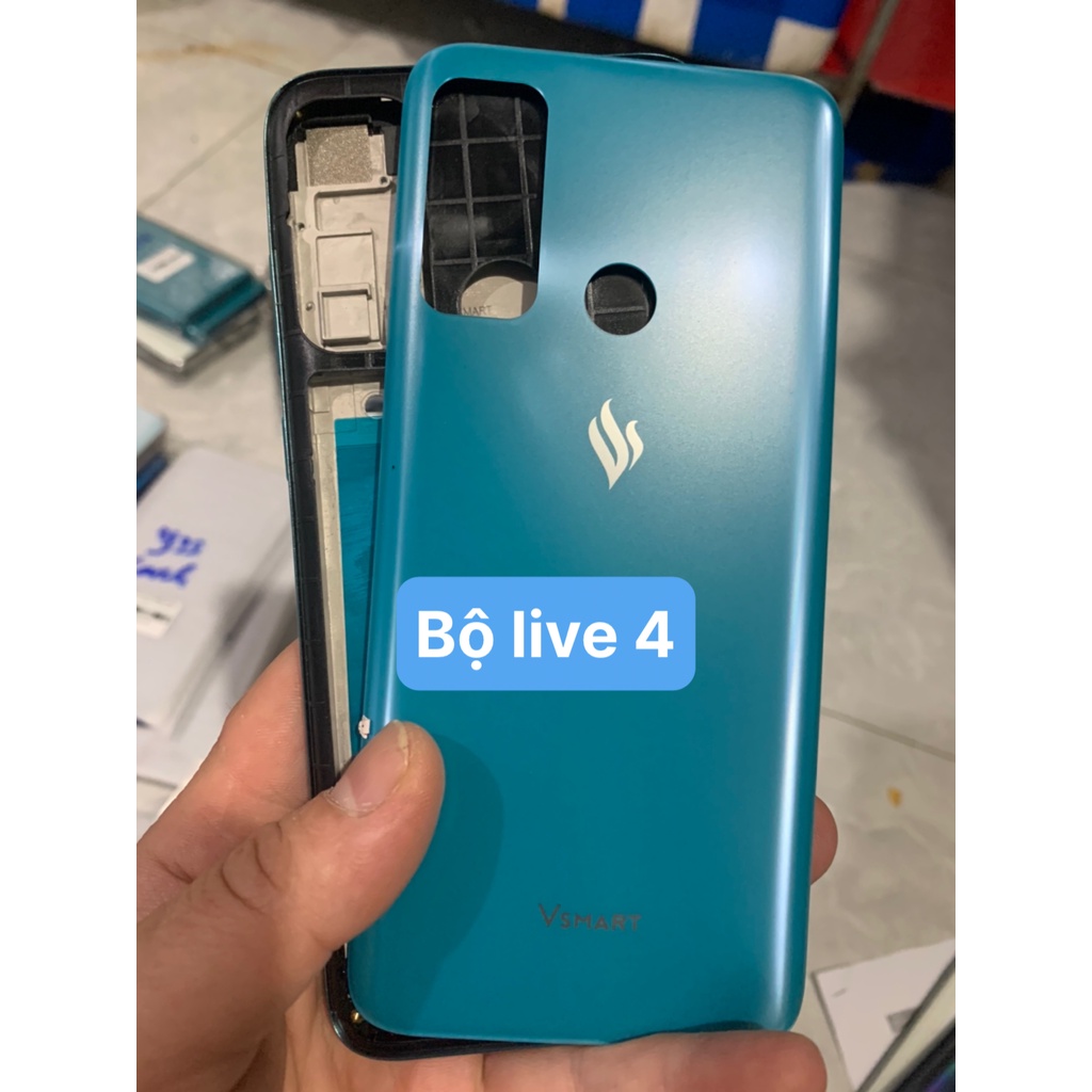 Bộ vỏ Vsmart Live 4 gồm lưng, sườn, xương, phím bấm, kính camera