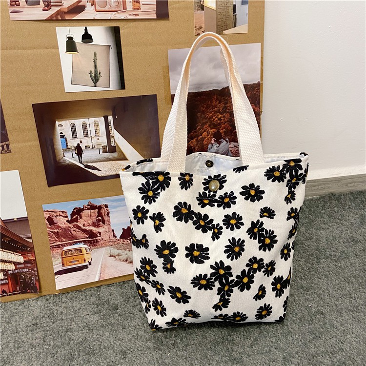 (Freeship từ 50k)MODI DM202- TÚI TOTE NHUNG IN HOA TƯỜNG VI SIZE VỪA 21CM