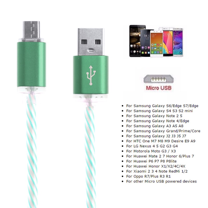 Dây Cáp Sạc Micro USB Có Đèn LED Cho Điện Thoại Samsung S7 S6 LG G4 G3 Android