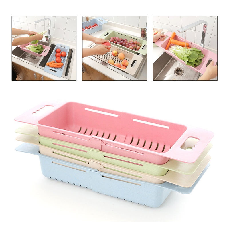 Rổ Nhựa Hình Chữ Nhật Để Ráo Nước Cho Bồn Rửa Nhà Bếp