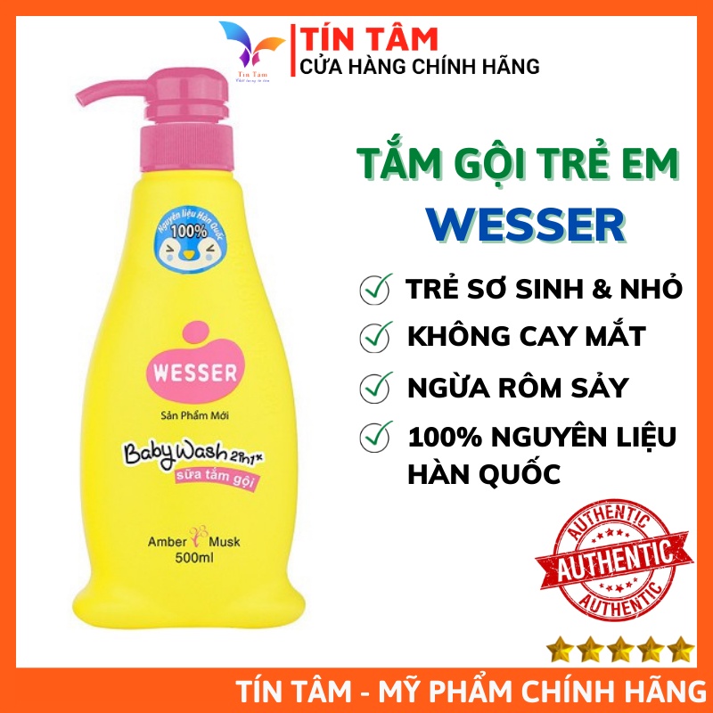 Sữa Tắm Gội Cho Bé Wesser Hàn Quốc 500ml (Đủ Màu)