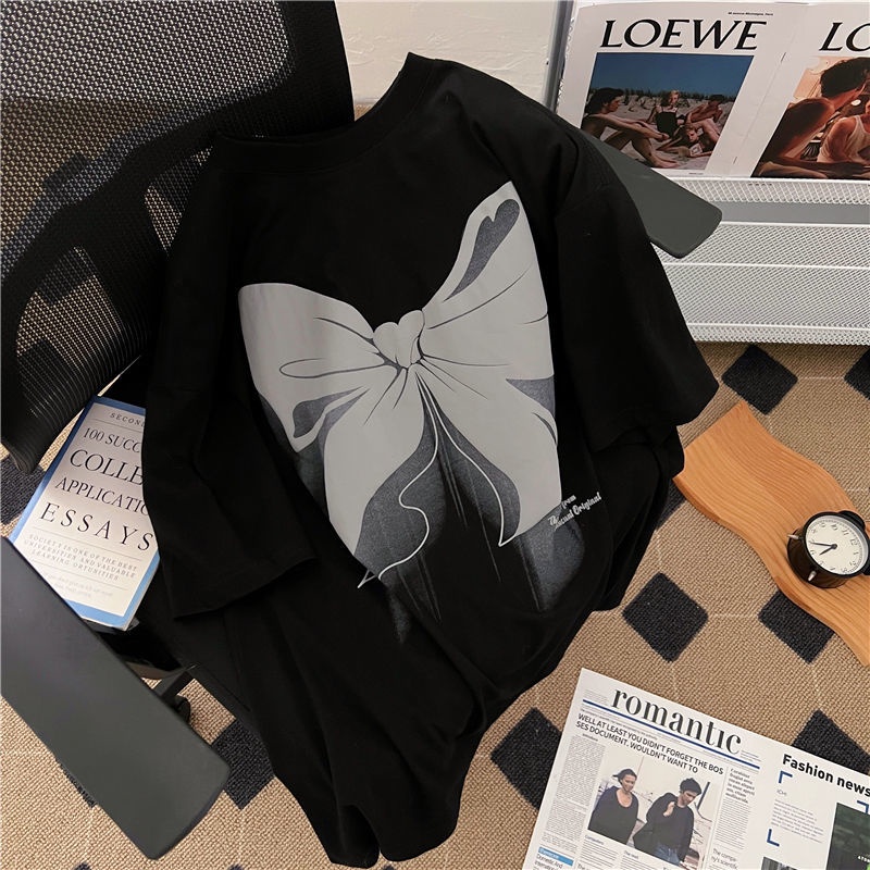 Áo Thun Tay Ngắn Dáng Rộng Hoạ Tiết Bướm Thời Trang Mùa Hè Cho Phái Nữ