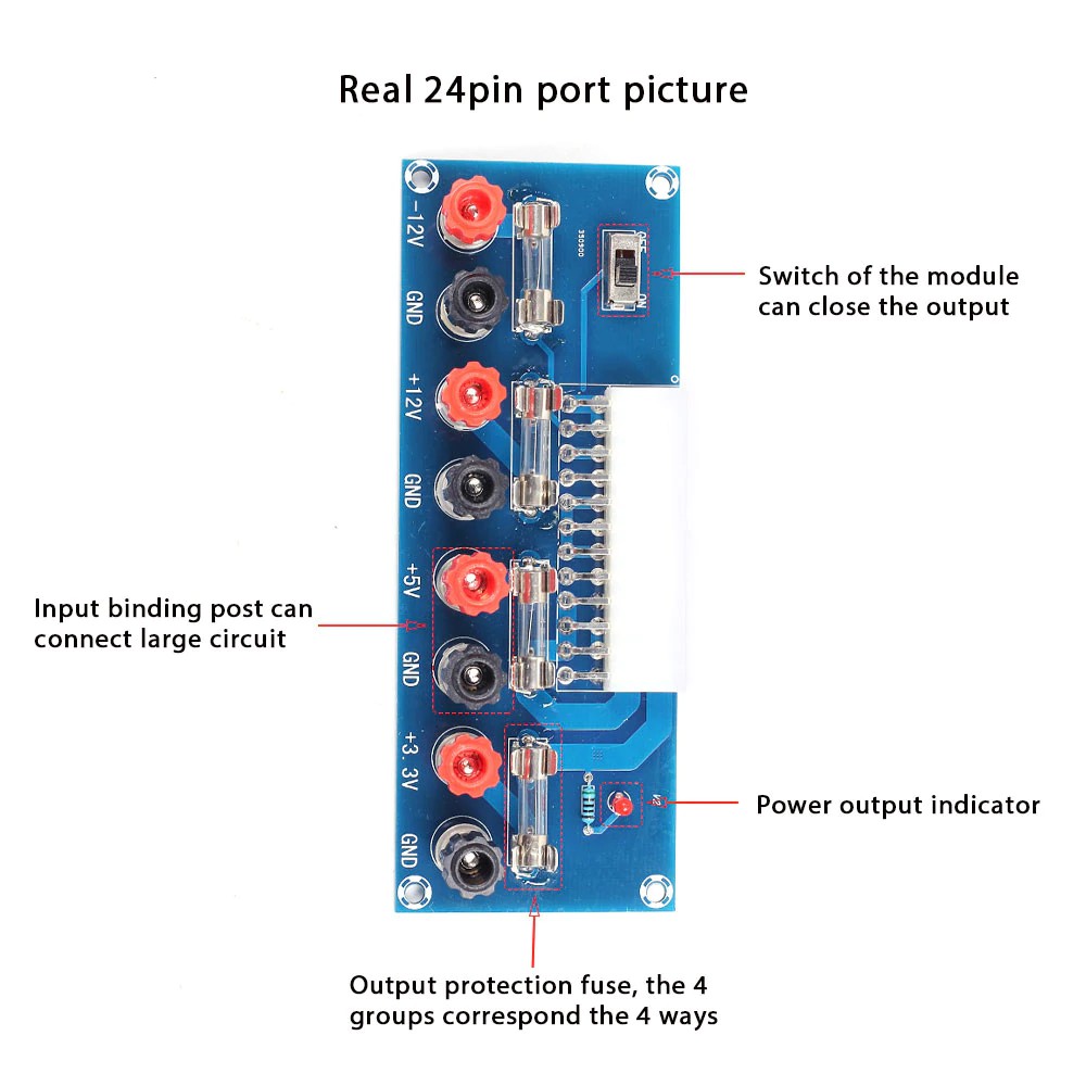Bảng mạch mô-đun chuyển đổi nguồn điện ATX 24Pin XH-M229 cho máy tính bàn