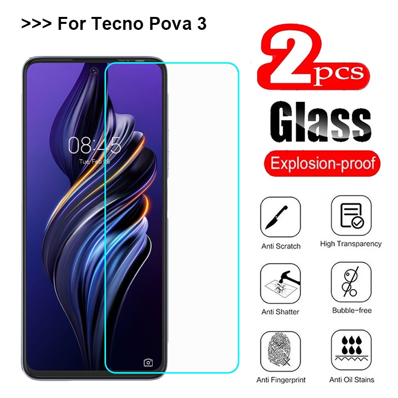 Set 2 Kính Cường Lực Bảo Vệ Màn Hình Điện Thoại Tecno Pova 3 LE7 Pova Neo Leo6 Spark Go 2022 Spark 8C Pova 2 Pop 5 Lte Camon 18p Spark 7 Pro Pouvior 4 Pro