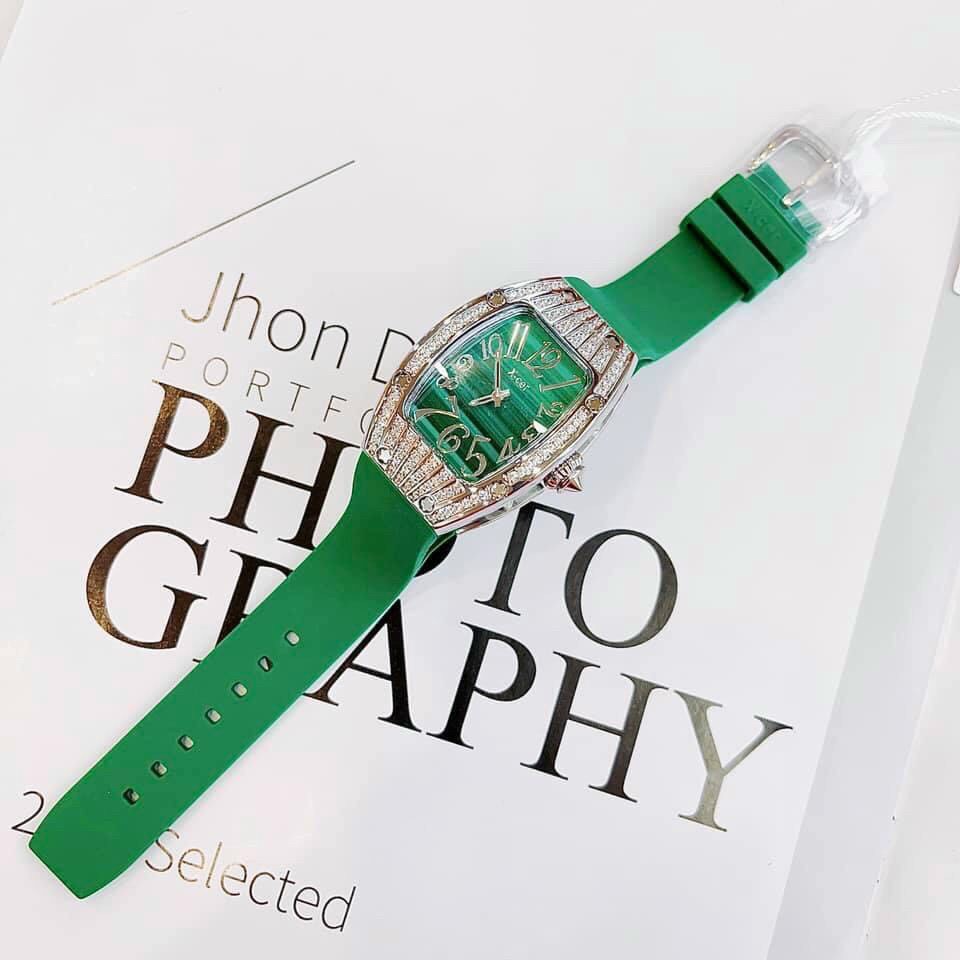 Đồng Hồ Nữ XCer Dây Silicon Xanh Silver Authentic 36mm