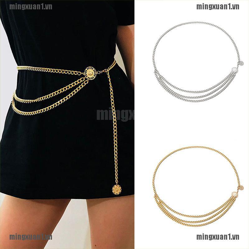 Thắt Lưng Dây Xích Bằng Kim Loại Phong Cách Retro Cho Nữ