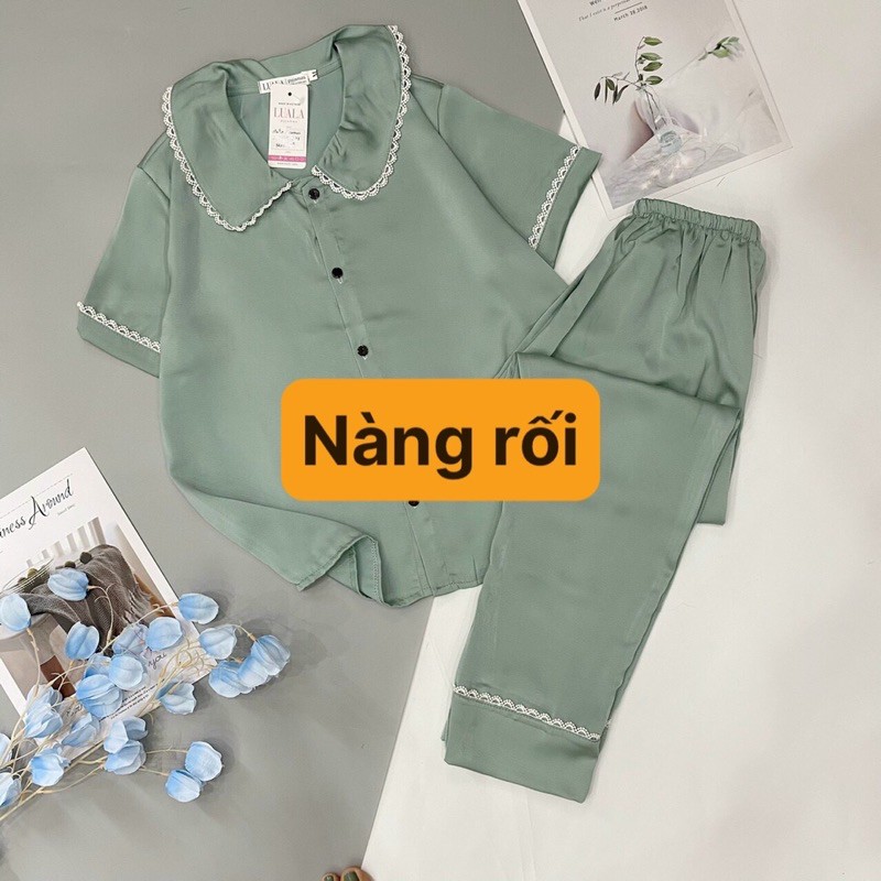 BỘ PIJAMA LỤA CỘC TAY Quần Dài Siêu Sang