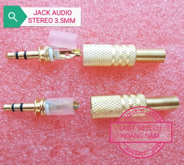 Jack Audio stereo 3.5 mm vỏ kim loại (màu gold) kẹp dây