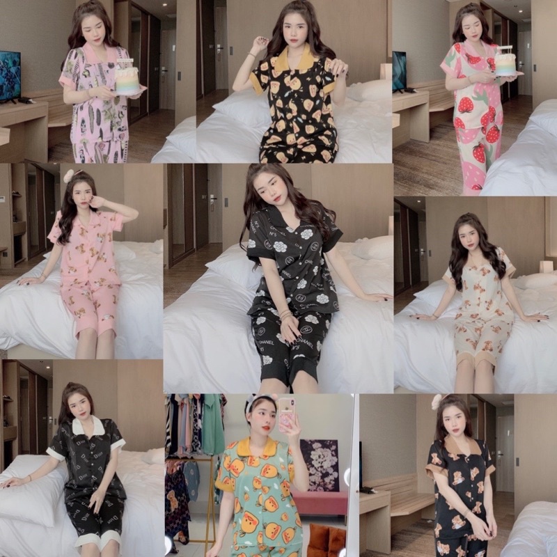 Đồ Bộ Pijama Lửng Cổ Sen Bèo Mango