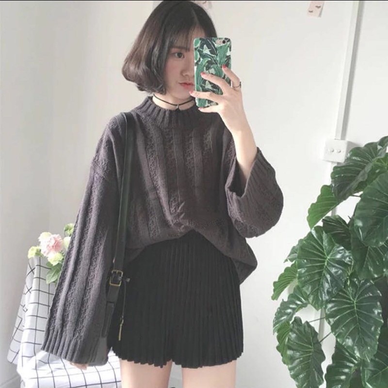 Áo Sweater dệt kim tay loe phong cách Hàn Quốc cho nữ