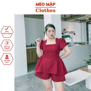 Set bộ áo kiểu nữ tiểu thư đẹp tay ngắn cổ vuông bigsize điệu đà dễ thương sang chảnh, thời trang bánh bèo