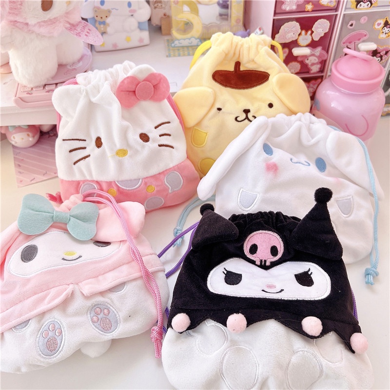 Túi Dây Rút Đựng Đồ Vệ Sinh Cá Nhân Kiểu Búp Bê Kuromi Cinnamon Phong Cách Nhật Bản