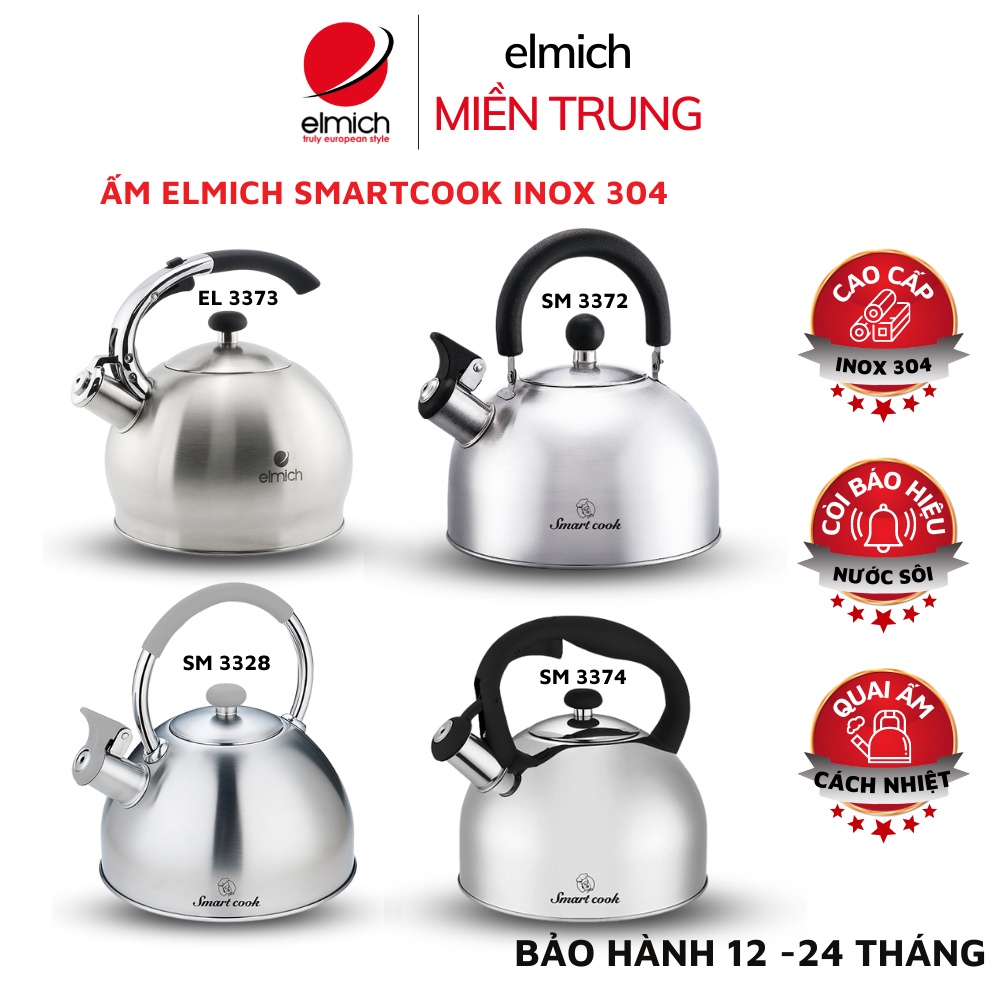 Ấm đun nước Elmich ⚡ BẢO HÀNH 24 THÁNG ⚡ Ấm đun bếp từ Elmich Smartcook Inox 304 có còi báo, đảm bảo an toàn sức khỏe