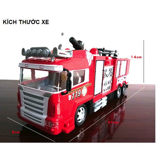 Xe cứu hỏa điều khiển từ xa sóng 2.4G phun được nước đồ chơi trẻ em sử dụng pin sạc Ni-cd 4.8v - DC043DKP