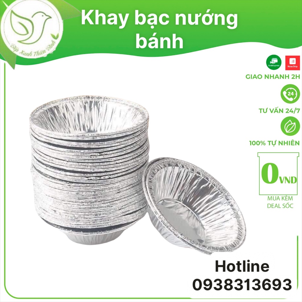 Đế bạc nhôm khuôn giấy bạc nướng thực phẩm nướng hàu,Tart Trứng tiện lợi- Bếp xanh thiên bình