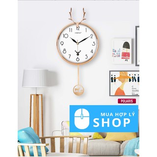 [CHÍNH HÃNG COMPAS] Đồng Hồ Compas Quả Lắc Treo Tường Phòng Khách, Đầu Hươu 2020 - Tặng Kèm Pin Và Móc Treo