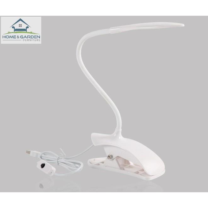 Đèn led học tập và đọc sách cổng usb có đế kẹp (màu trắng) - Home and Garden