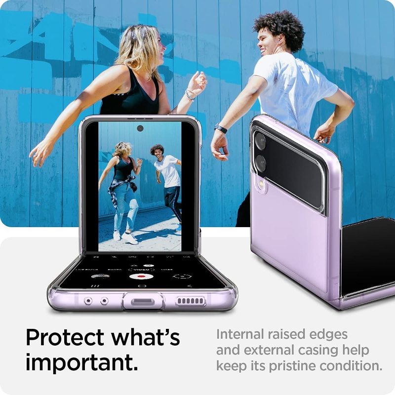 Ốp điện thoại pc cứng trong suốt siêu mỏng bảo vệ toàn diện cho Samsung Galaxy Z Flip 3