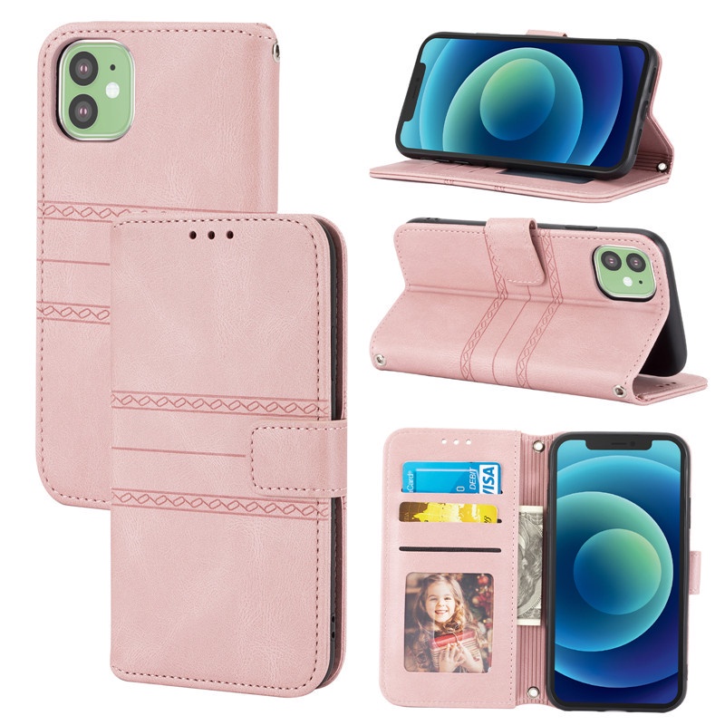 Bao da điện thoại kiểu ví lật có ngăn đựng thẻ màu đỏ thời trang cho iPhone 11 Pro XS Max XR X SE 2020 8 7 6 6s Plus