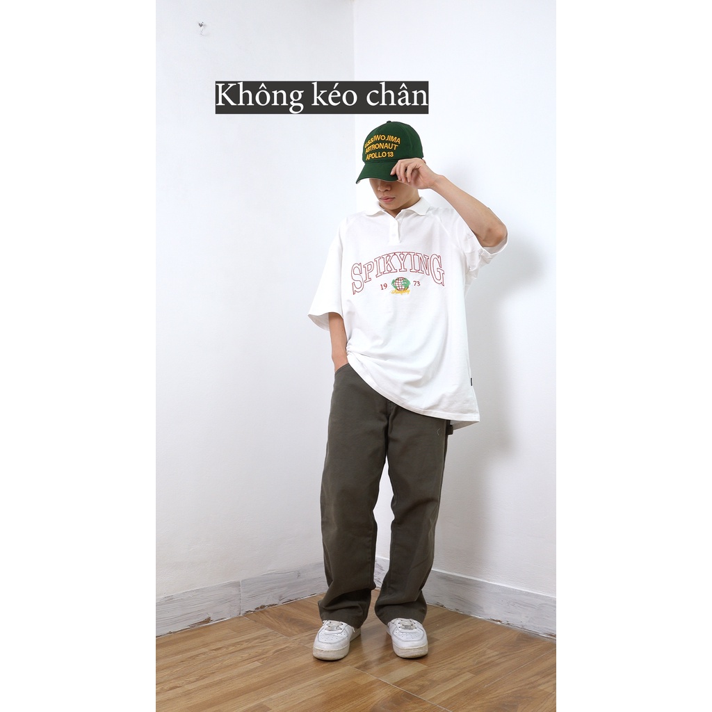 Áo Polo Wash hình thêu Oversize Unisex