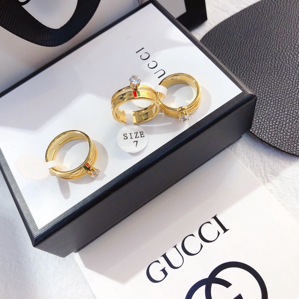 GUCCI Nhẫn đeo tay kim loại phong cách Hàn Quốc cho nữ 925