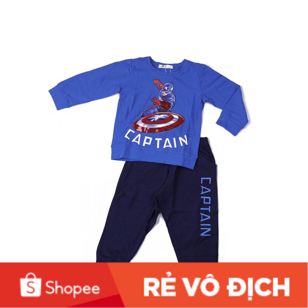 Bộ cotton bé trai Siêu nhân tung khiên size 3-10T, cho bạn từ 12-30kg. Chất cotton đanh tay, đính kim sa chắc chắn