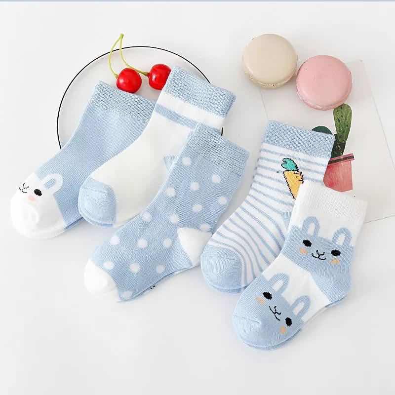 Tất điều hòa cho bé mềm mại, set 5 đôi tất Kid's Socks thoáng khí đủ size từ 0-3 tuổi