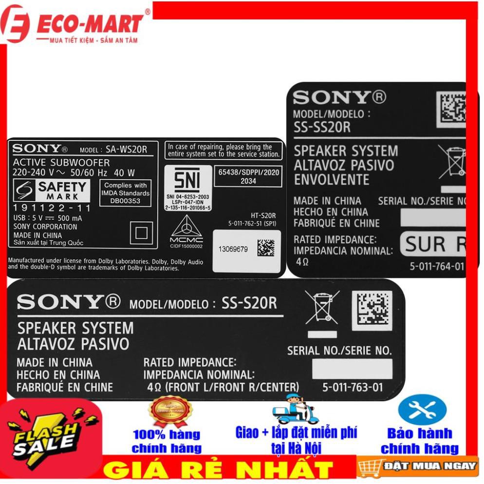 HT-S20R Dàn âm thanh Soudbar Sony HT-S20R 5.1 công suất 400w Miễn phí giao+Lắp đặt tại Hà Nội-đi tỉnh liên hệ shop