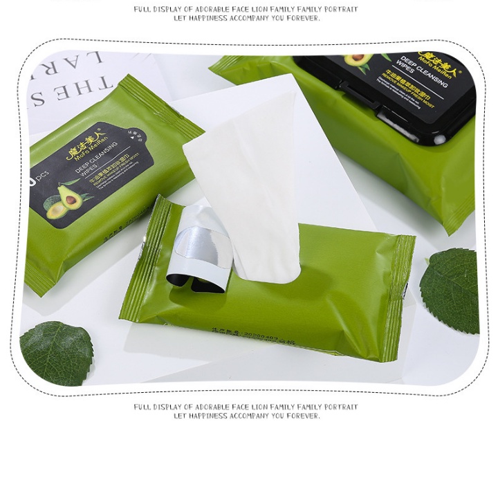 Khăn giấy ướt tẩy trang dùng một lần bông tẩy trang tinh dầu bơ sạch sâu an toàn cho da PK914
