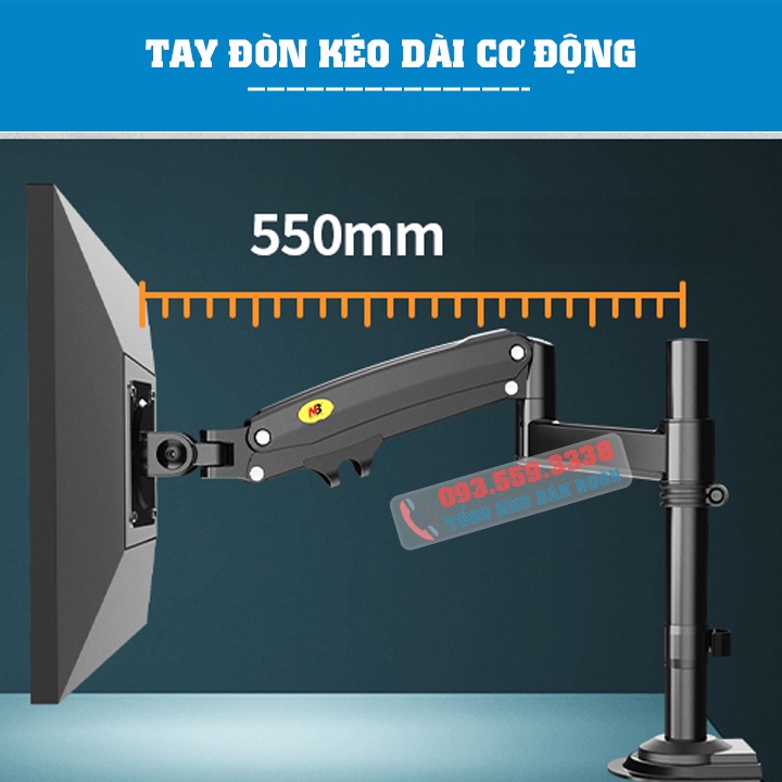 Giá Treo Màn Hình NB - H100 Tương Thích Màn 22 - 35 Inch / Tay Treo Màn Hình H100 Tải Trọng 12Kg - Lắp Đặt Gắn Bàn