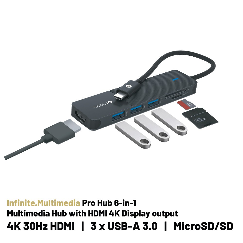 Cổng Chuyển Đổi Mazer 6-in-1 USB-C Infinite.HUB Pro - Hàng Chính Hãng