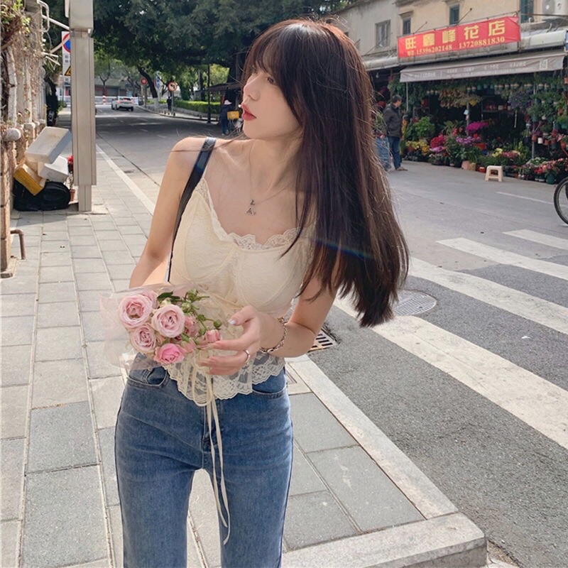 Áo 2 Dây Ren - Áo 2 Dây Phối Ren sexy