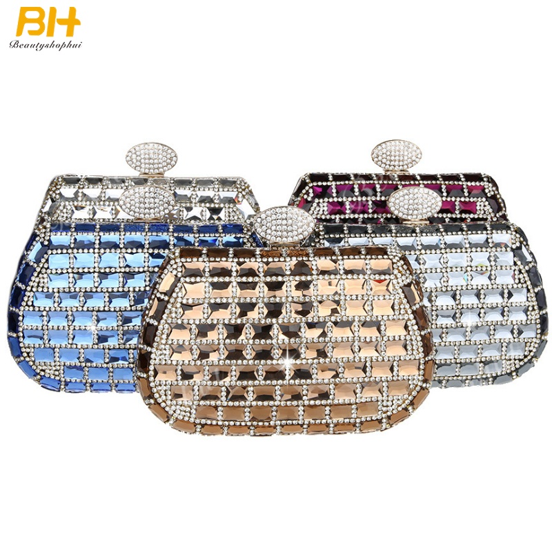 Ví Cầm Tay Đính Kim Cương Giả Lấp Lánh Sang Trọng Cho Nữ