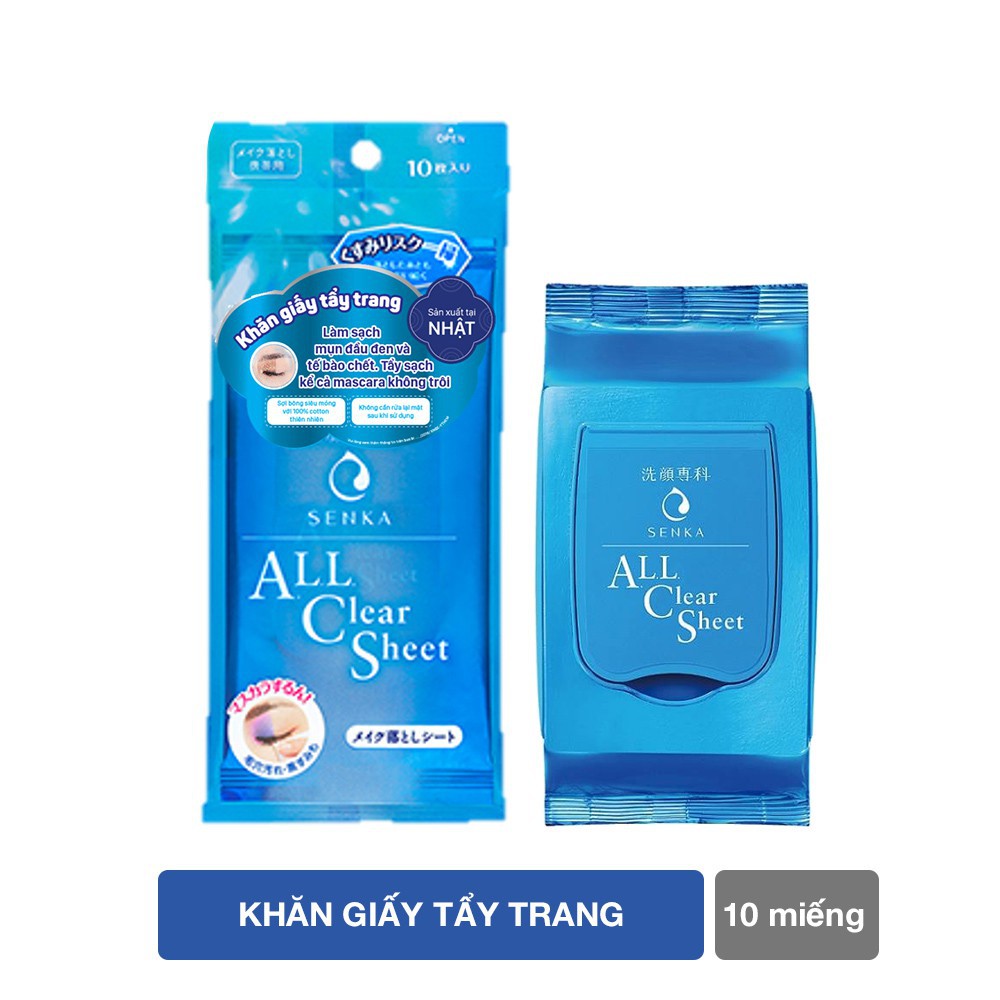 [HB Gift] Khăn giấy tẩy trang 10 miếng Senka Cleansing Sheet | BigBuy360 - bigbuy360.vn