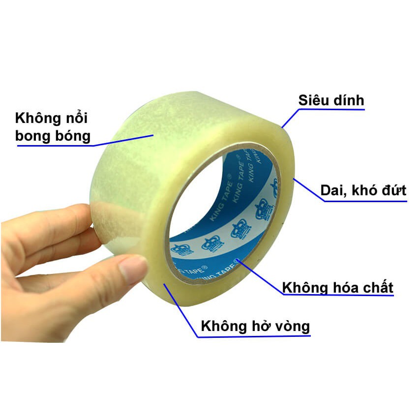 Băng keo dán thùng 200 YARD 5cm - băng dính trong loại lớn 200 vòng cao cấp