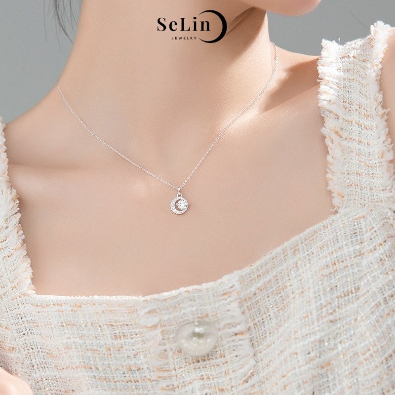 Dây chuyền bạc nữ 925 Moon and Sun đính đá cao cấp SELIN JEWELRY - 0007