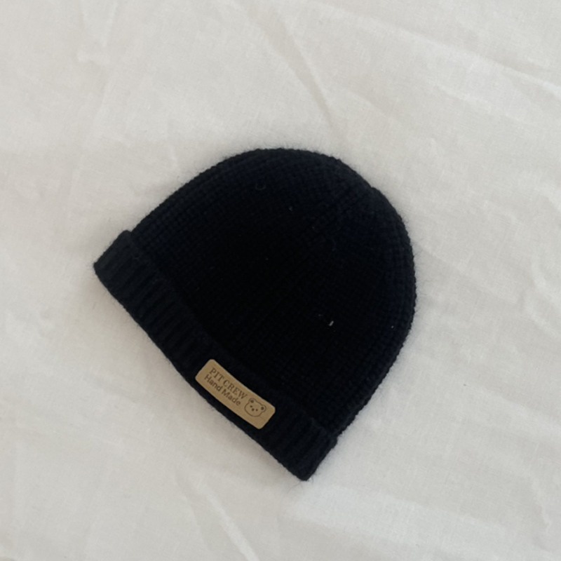 Mũ Beanie Dệt Kim Co Giãn In Chữ Và Gấu Bằng Da Dành Cho Trẻ Em
