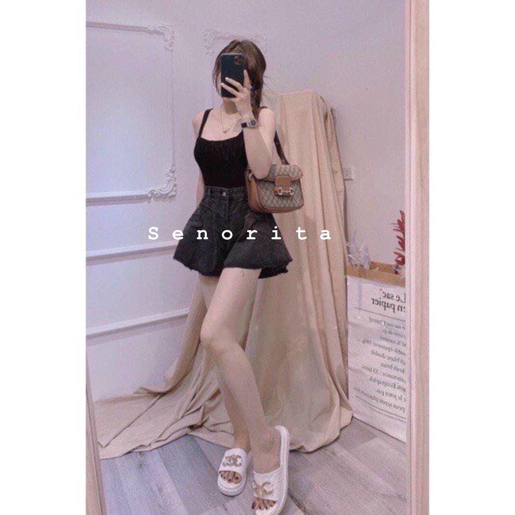 Quần Đùi Bò Nữ Ống Loe - Quần Short Jeans Nữ Lưng Cao Phong Cách Hàn Quốc Cực Xinh Đ03