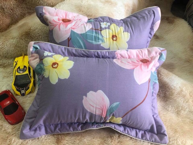 Một đôi vỏ gối hoa cotton hàn quốc trần bông siêu đẹp