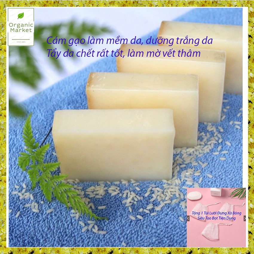 Xà Bông Cám Gạo Dưỡng Trắng Da, Loại Bỏ Mụn, Thâm, Thơm Cơ Thể, Hàng Việt Nam - 100% Làm Từ Thiên Nhiên