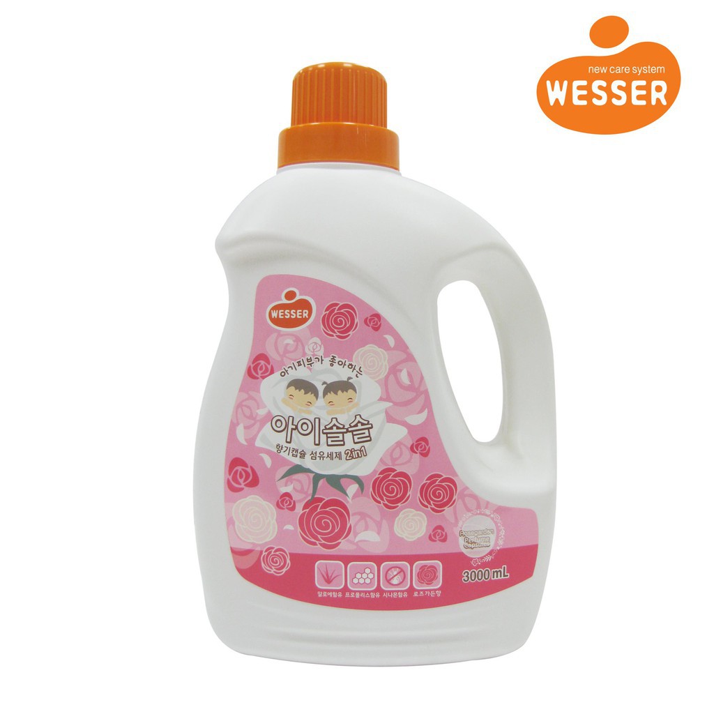 { SALE221 } Nước giặt xả quần áo trẻ em Wesser 2in1 nhập khẩu Hàn Quốc hương dịu nhẹ an cho da bé (Loại 3000ml) ( Hàng N