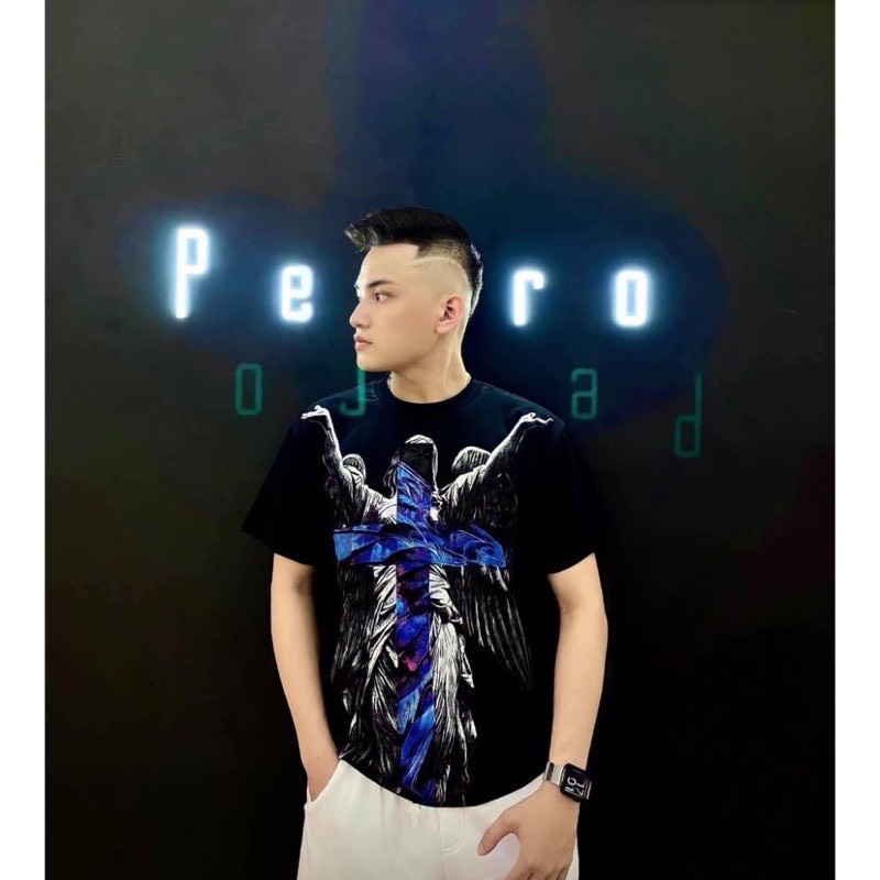 Áo Phông Tay Lỡ 100% Vải Cotton Phong Cách Ulzzang In Hình Thập Giá Xanh Cực Chất