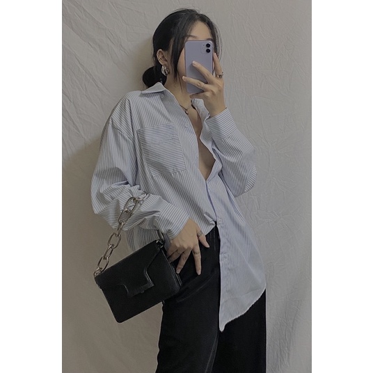 [Mã FAMARAL1 giảm 10K đơn 50K] Áo sơmi kẻ sọc oversize