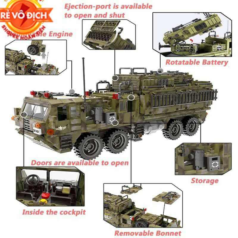 [Mã TOYDEC hoàn 20K xu đơn 50K] [Hàng có sẵn-Xả hàng tăng doanh số] Lego Tank XE TĂNG VẬN TẢI CỠ KHỦNG Xingbao 06014