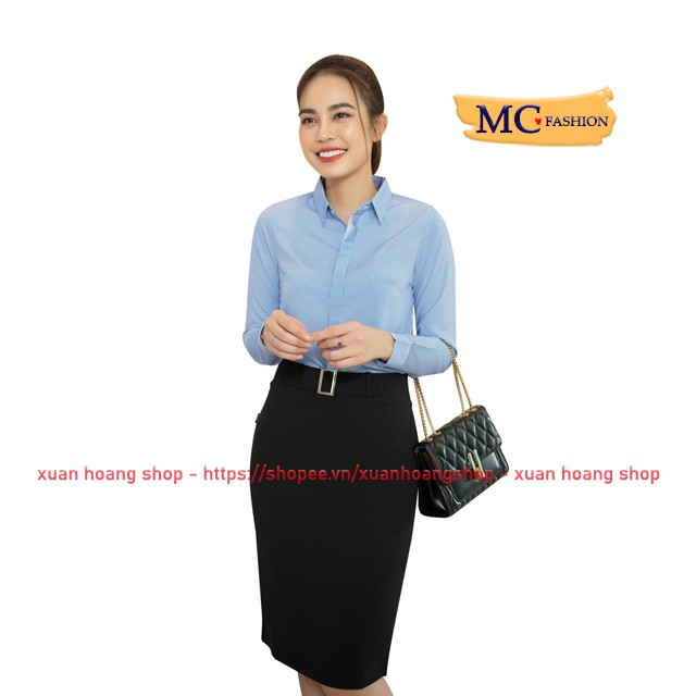 Áo Sơ Mi Nữ Đẹp Mc Fashion A0298, Size Đủ, Dáng Công Sở, Kẻ Sọc, Dài Tay, Màu Trắng, Xanh Dương Nước Biển, Hồng, Đỏ